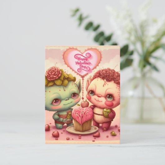 私のバレンタインデーカスタムのカード ポストカード (スタンド正面)