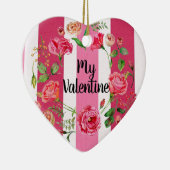 私のバレンタインピンクと白ストライプのヴィンテージ セラミックオーナメント (右)