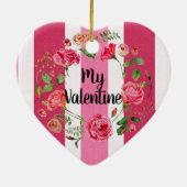 私のバレンタインピンクと白ストライプのヴィンテージ セラミックオーナメント (裏面)