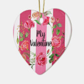 私のバレンタインピンクと白ストライプのヴィンテージ セラミックオーナメント (左)