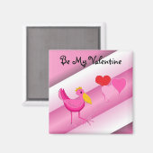 私のバレンタインピンクコウノトリ マグネット (正面/裏面)