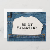 私のバレンタインブルーモダンデニムジーンズ シーズンポストカード (正面/裏面)