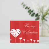 私のバレンタインラブリーレッドホワイトハート シーズンポストカード (スタンド正面)