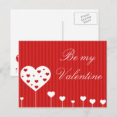 私のバレンタインラブリーレッドホワイトハート シーズンポストカード (正面/裏面)
