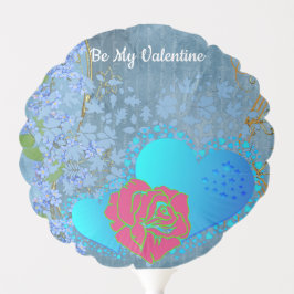 私のバレンタインロマンチックなバラスイープハートブルー バルーン