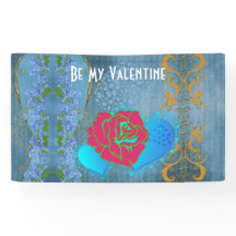 私のバレンタインロマンチックなバラスイープハートブルー