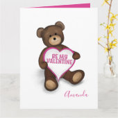 私のバレンタインヴィンテージかわいいテディベア カード (黄色い花)