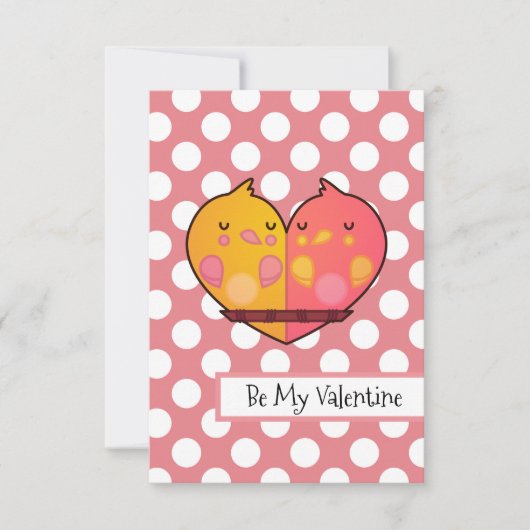 私のバレンタイン愛の鳥フラットバレンタインカード サンキューカード (正面)