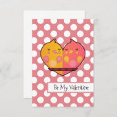 私のバレンタイン愛の鳥フラットバレンタインカード サンキューカード (正面/裏面)