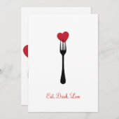 私のバレンタイン招待状にフォークを貼る 招待状 (正面/裏面)