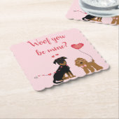 私のバレンタイン犬なんて ペーパーコースター (アングル)