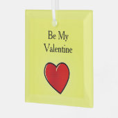 私のバレンタイン赤いハートを黄色にする ガラスオーナメント (正面左)