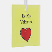 私のバレンタイン赤いハートを黄色にする ガラスオーナメント (正面右)