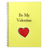 私のバレンタイン赤いハートを黄色にする ノートブック (正面)