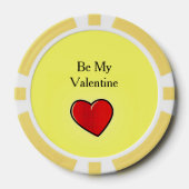 私のバレンタイン赤いハートを黄色にする ポーカーチップ (正面)