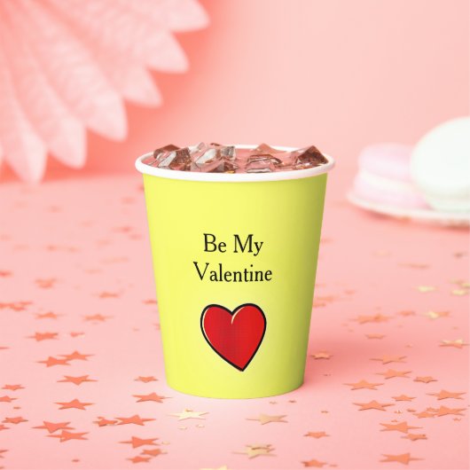 私のバレンタイン赤いハートを黄色にする 紙コップ (インサイチュ)