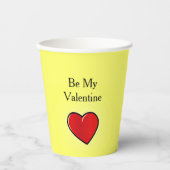 私のバレンタイン赤いハートを黄色にする 紙コップ (正面)