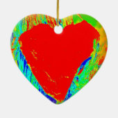 私のバレンタイン赤いハートオーナメント セラミックオーナメント (裏面)