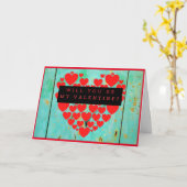 私のバレンタイン赤いハート カード (黄色い花)