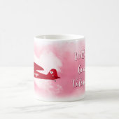 私のバレンタイン飛行機ピンクのハート雲 コーヒーマグカップ (中央)