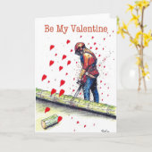 私のバレンタイン·アーボリストの木の外科医チェインソーになる カード (黄色い花)