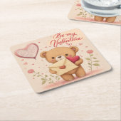 私のバレンタイン スクエアペーパーコースター (アングル)