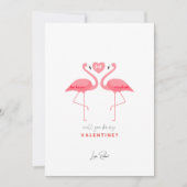 私のバレンタイン、ピンク色の白いフラミンゴ 招待状 (正面)