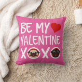 私のバレンタインXOXOのパグの枕ピンクがあって下さい クッション (ブランケット)