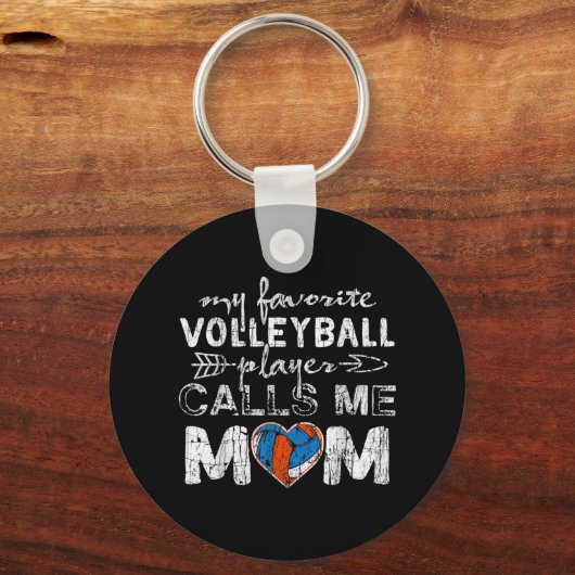 私のバレーボールお気に入りの選手は私をママおもしろいママと呼ぶ キーホルダー (正面)