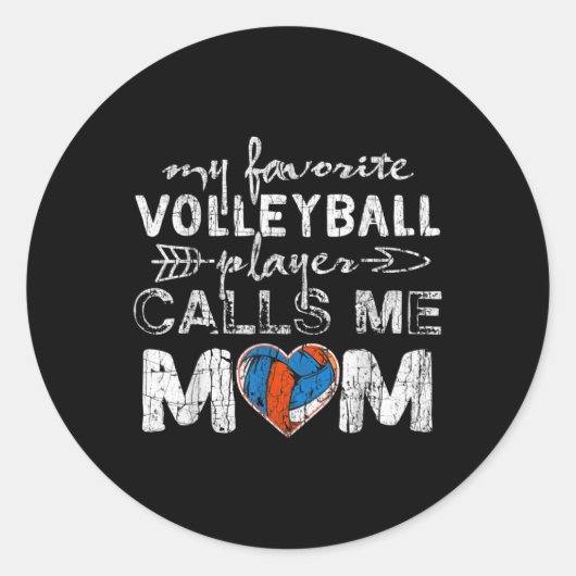 私のバレーボールお気に入りの選手は私をママおもしろいママと呼ぶ ラウンドシール (正面)
