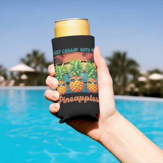 私のパイナップルサングラス熱帯熱で冷やか スリム缶クーラー (インサイチュ プール)