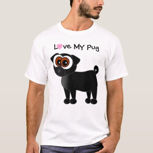 私のパグのTシャツを愛して下さい Tシャツ (正面)