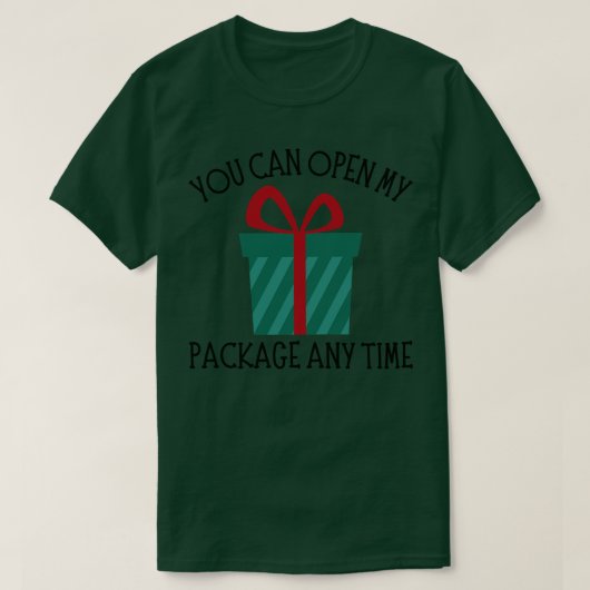 私のパッケージはいつでもクリスマスユーモアRuを開くことができる Tシャツ (デザイン正面)