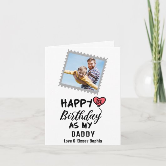 私のパパとして幸せな1歳の誕生日のカスタム写真 シーズンカード (正面)