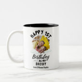 私のパパとして幸せな1歳の誕生日のカスタム写真 ツートーンマグカップ (左)