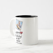 私のパパとして幸せな1歳の誕生日のカスタム写真 ツートーンマグカップ (正面左)