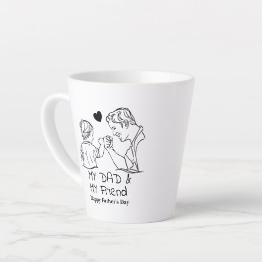 私のパパと私の友人I幸せな父の日 カフェラテマグ (左アングル)