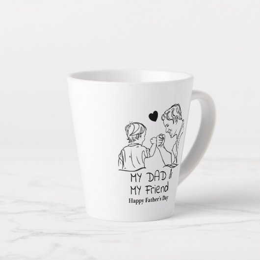 私のパパと私の友人I幸せな父の日 カフェラテマグ (右アングル)
