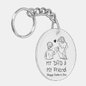 私のパパと私の友人I幸せな父の日 キーホルダー (正面左)
