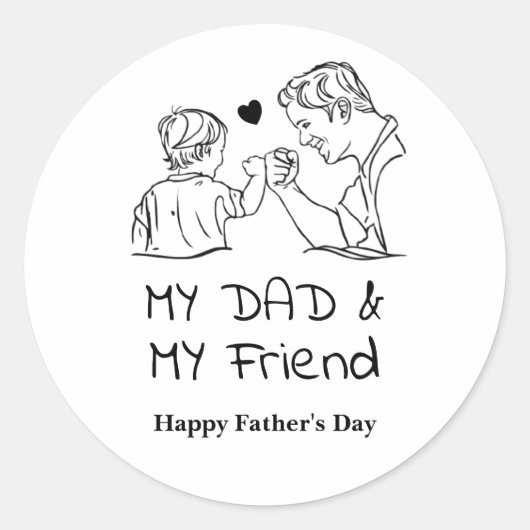 私のパパと私の友人I幸せな父の日 ラウンドシール (正面)