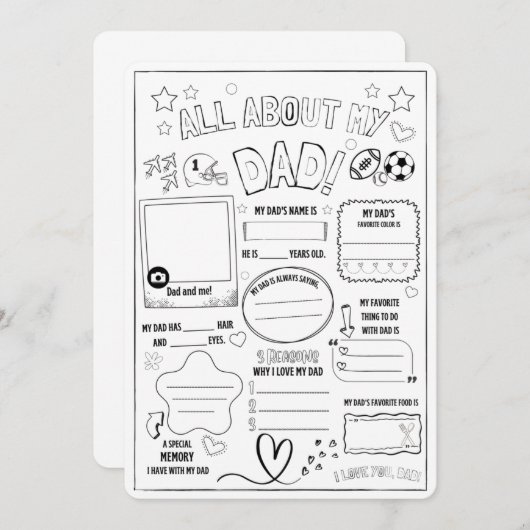 私のパパについて，父親のための子供の贈り物 サンキューカード (正面/裏面)