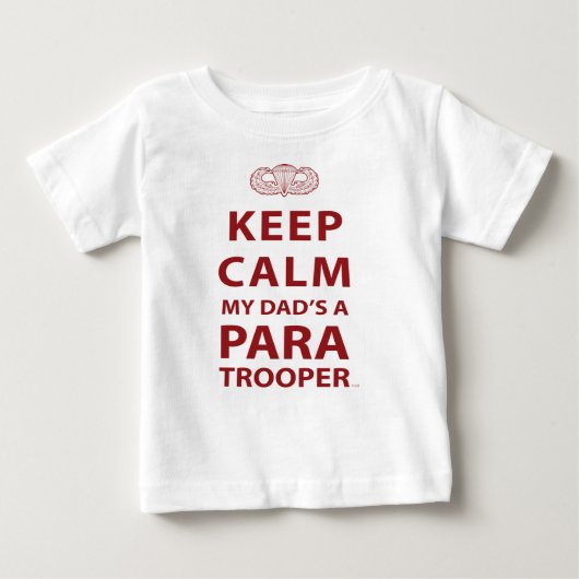 私のパパによってが落下傘兵である平静を保って下さい ベビーTシャツ (正面)