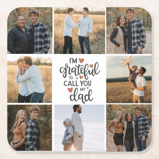 私のパパに電話してくれたことに感謝している」写真紙コースト スクエアペーパーコースター (正面)
