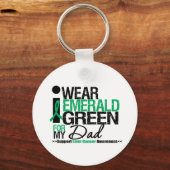 私のパパのための肝臓がんエメラルドグリーンリボン キーホルダー (正面)