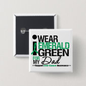 私のパパのための肝臓がんエメラルドグリーンリボン 缶バッジ (正面&裏面)