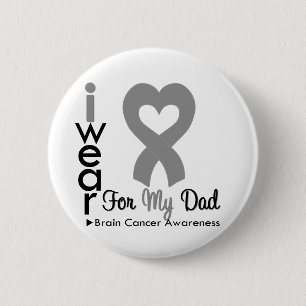 私のパパのための脳腫瘍のハートのリボン 缶バッジ