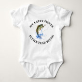 私のパパはあなたの魚釣りより良く魚をおもしろい ベビーボディスーツ (正面)