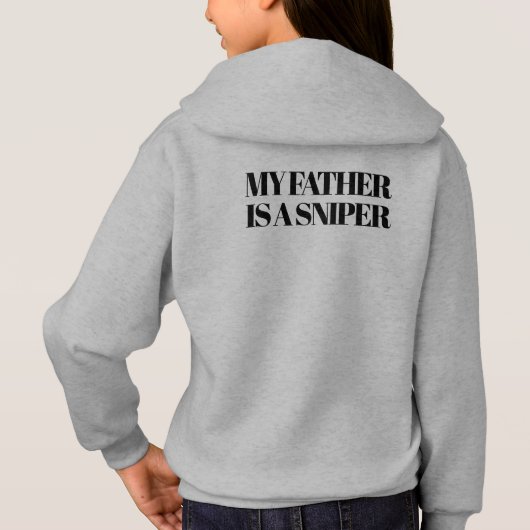 私のパパはスナイパーのフード付きスウェットシャツキッズ (裏面)