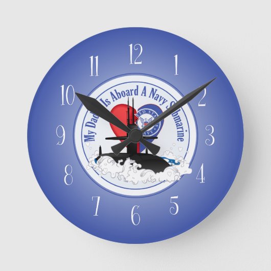 私のパパは潜水艦に乗っている ラウンド壁時計 (正面)