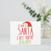 私のパパは私があなたは嫉妬深いおもしろい賭けるサンタです シーズンポストカード (スタンド正面)